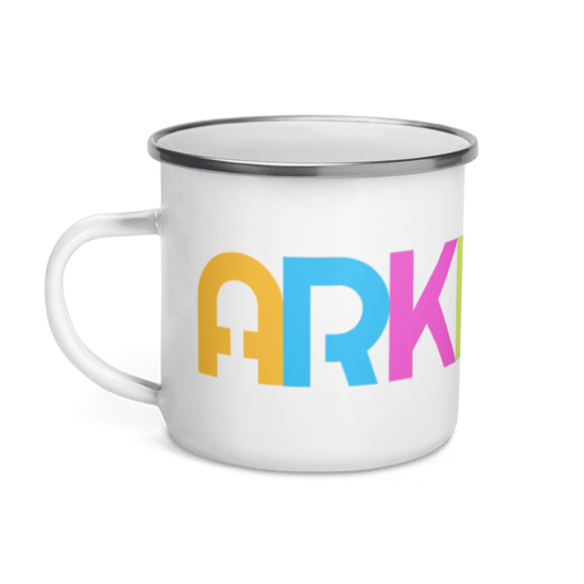 Kop, metal, hvid med motiv: "ARKINAUT"