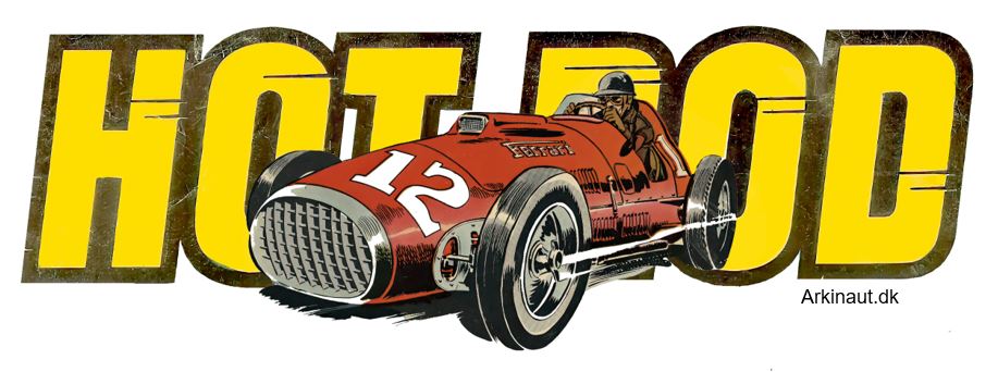 Kop, metal, hvid med motiv: "HOT ROD"